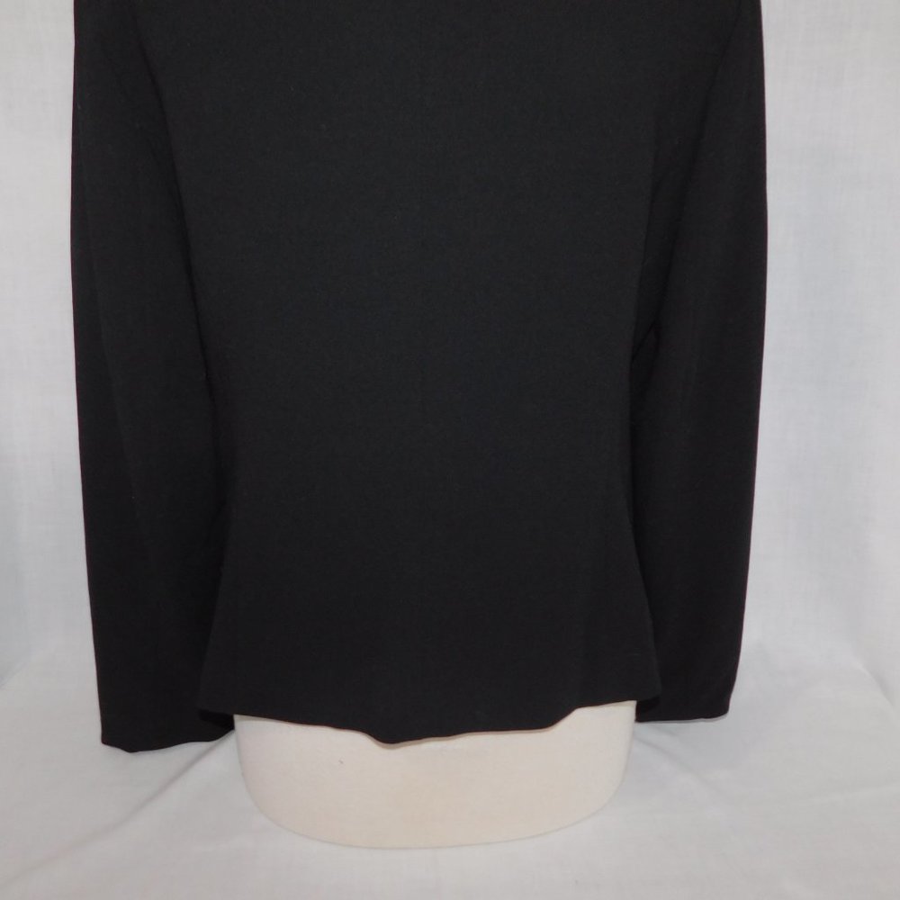 Bob Mackie Studio Womens 10 Black Open Lined Blazer with White braided Trim - Picture 9 of 9